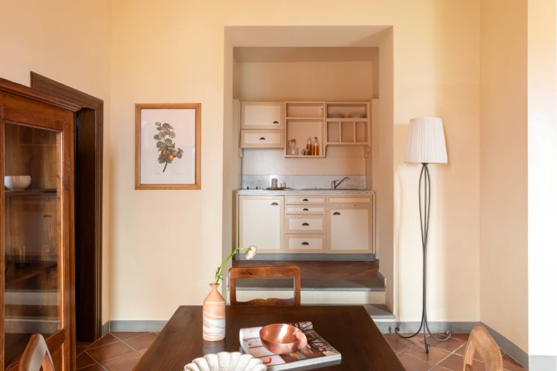 Junior Suite featuring a fully equipped kitchenette and living area, perfect for a holiday among the hills of Barberino Tavarnelle - Villa San Filippo, BZAR hotels in Tuscany